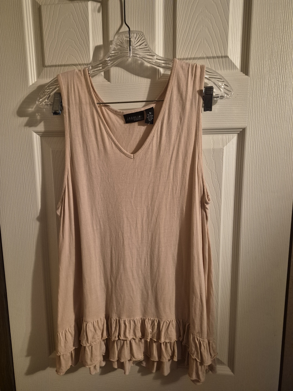Jardine V-Neck Ruffle-Hem Tank Top in Blush